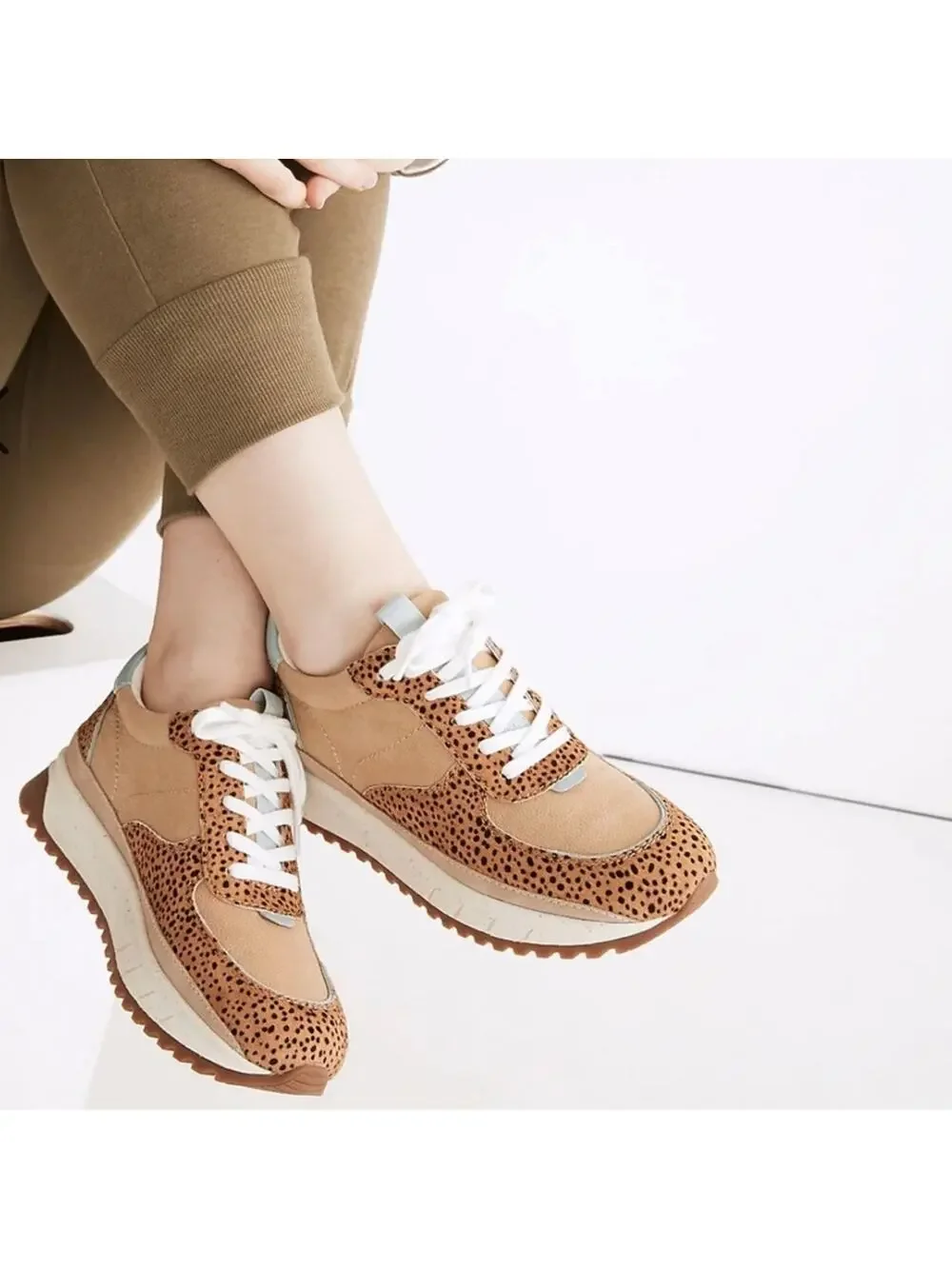 Madewell Kickoff Sneaker Trainer Spot Dot Calf Hair & Nuback - Picture 1 of 11